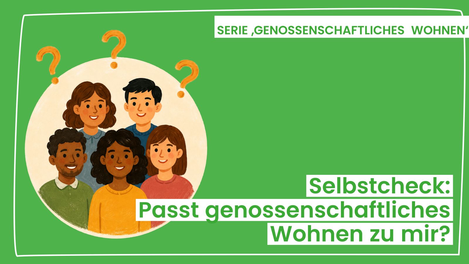 Serie 'genossenschaftliches Wohnen'3_web Illustration genossenschaftliches Wohnen mit unterschiedlichen Menschen in einem gemeinschaftlichen Wohnprojekt